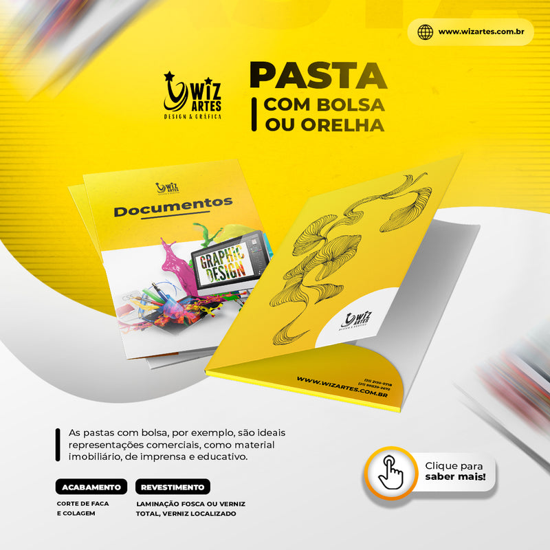 100 Pastas Com Bolsa Personalizada Papel Couchê 250g