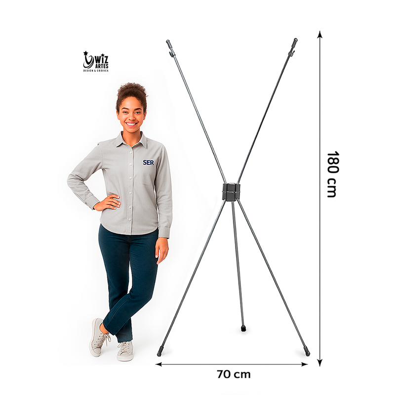 Tripé Porta Banner X Haste Pedestal 70 X 180cm Lona