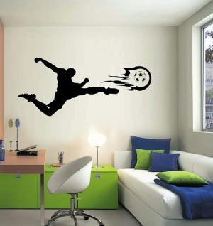 Adesivo Decorativo de Parede Jogando Futebol Jogador Chutando para quarto infantil ADESIVO PRETO 100x50cm PRETO   