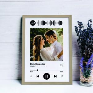 Quadro Personalizado Foto e Música Dia dos Namorados  20 x 30 cm / 30 x 40 cm    